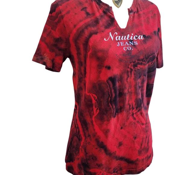 Nautica. Y2K, Reworked Tie-Dye T-Shirt w/ Geodes & Logo Graphic Print. Size M - Picture 3 of 7